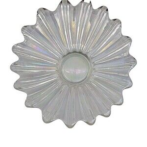 Vintage MCM Federal Celestial Art Glass Bowl Iridescent Starburst Flower Dish